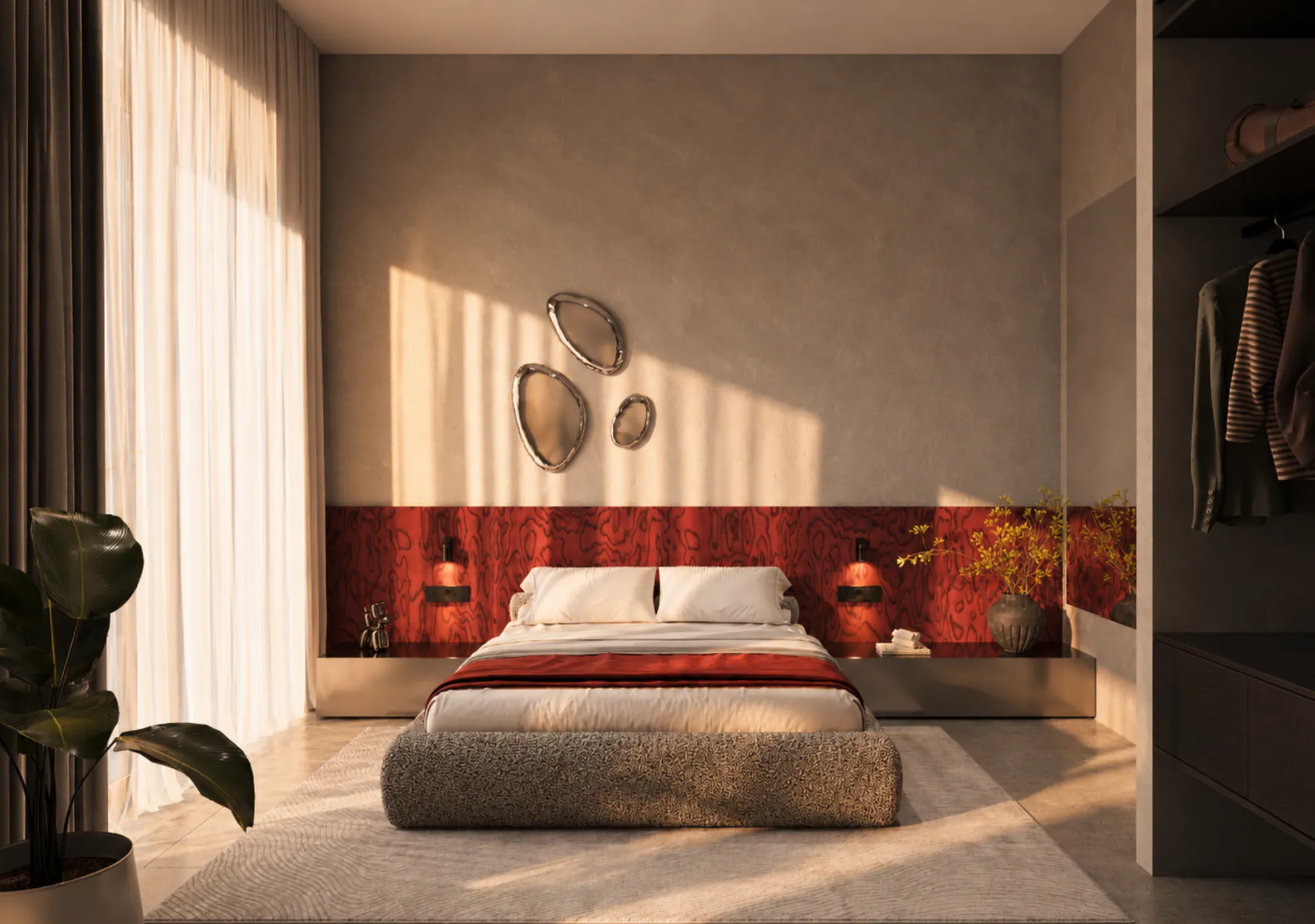 Warm morning light inside a Surfside Bali villa bedroom