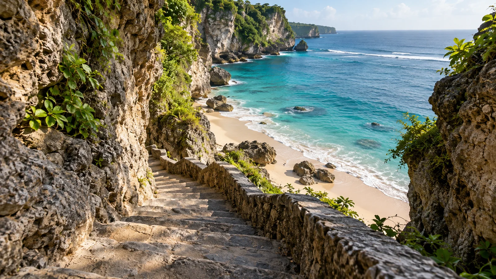 Stairway leading down to an Uluwatu beach