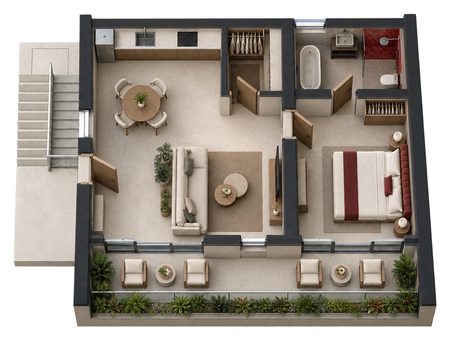 Desert Point Suite — Single floor — AI visualization