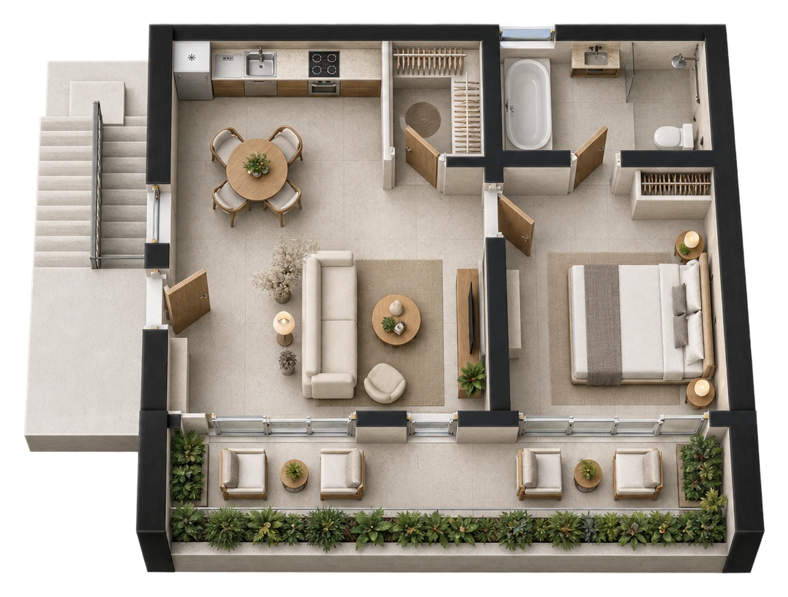 Oceanview Suite — Single floor — AI visualization