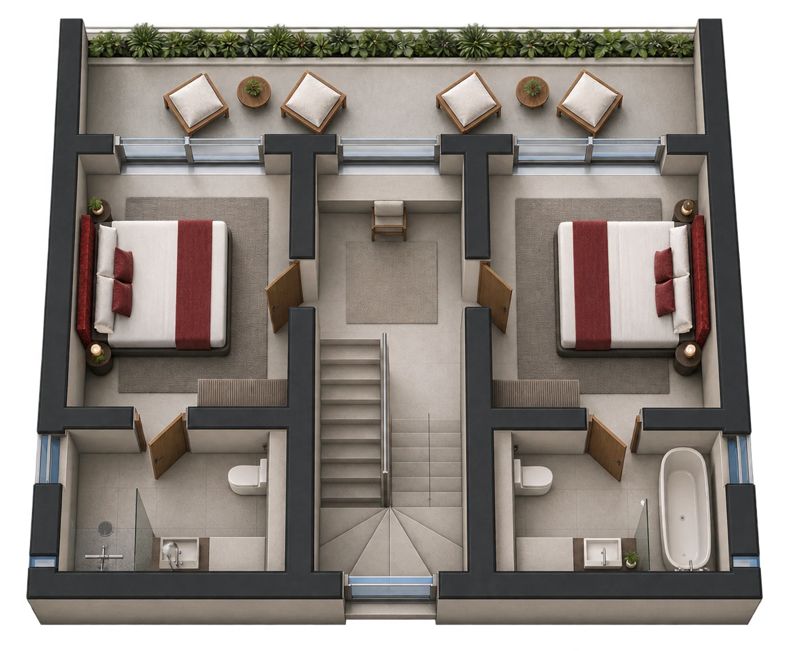 Bommie Villa — Upper floor — AI visualization