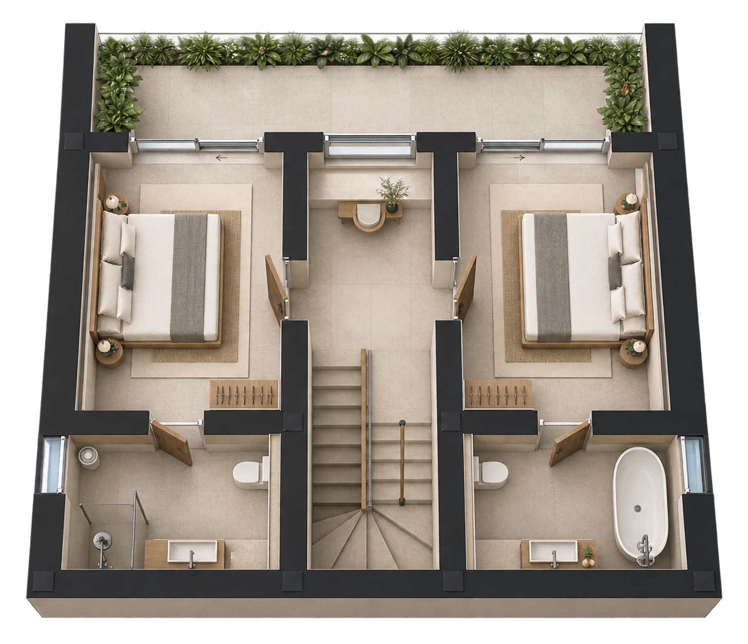 Impossibles Villa — Upper floor — AI visualization