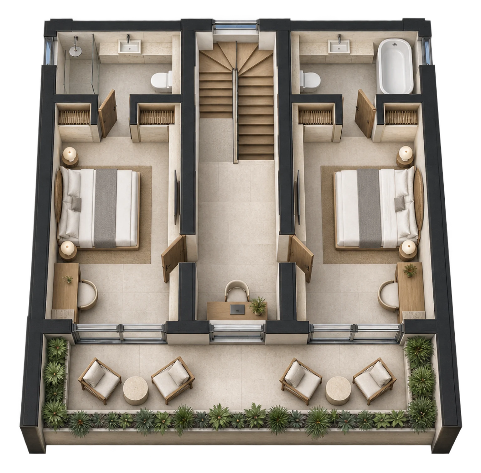 Keramas Villa — Upper floor — AI visualization