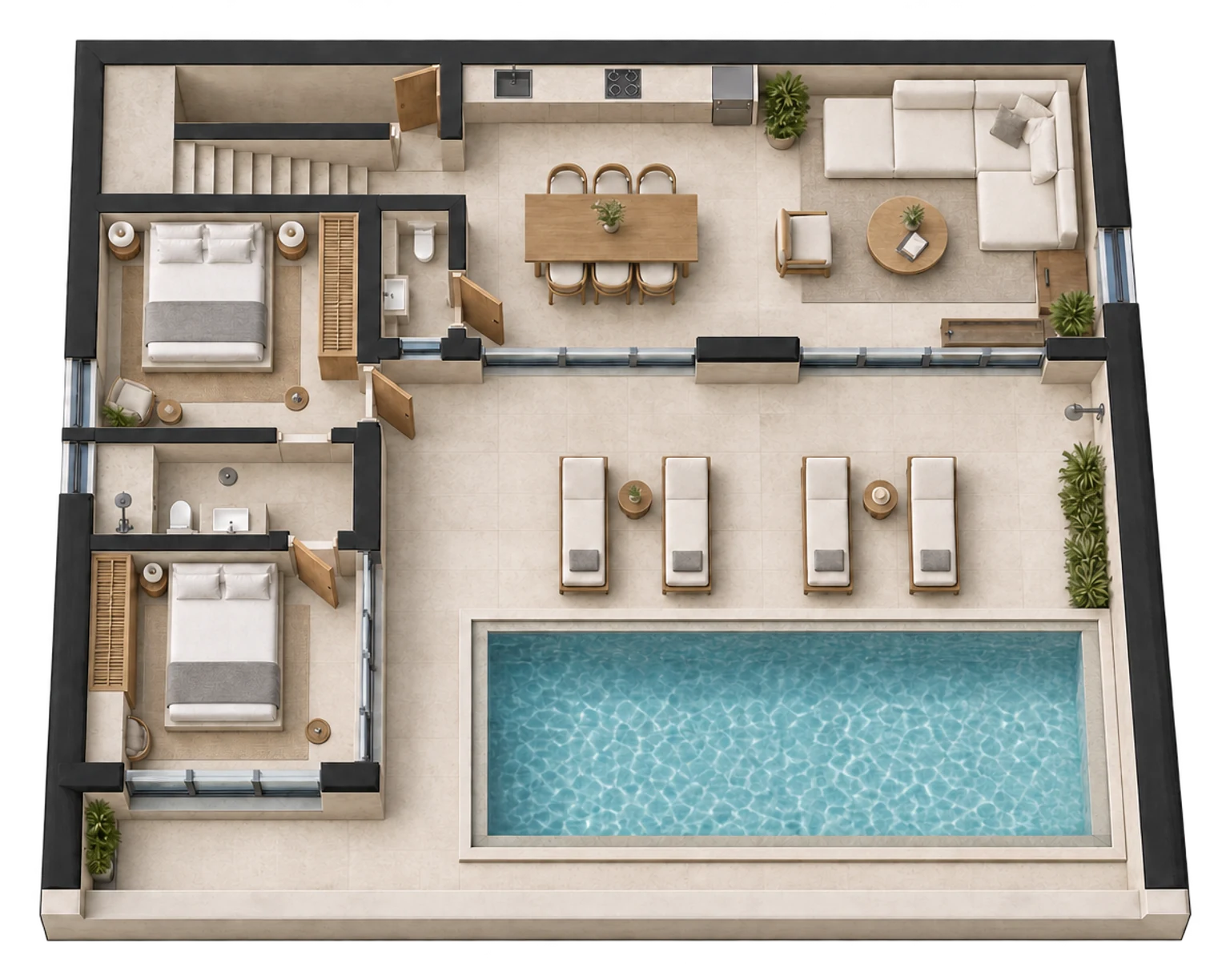 Ocean Villa — Ground floor — AI visualization