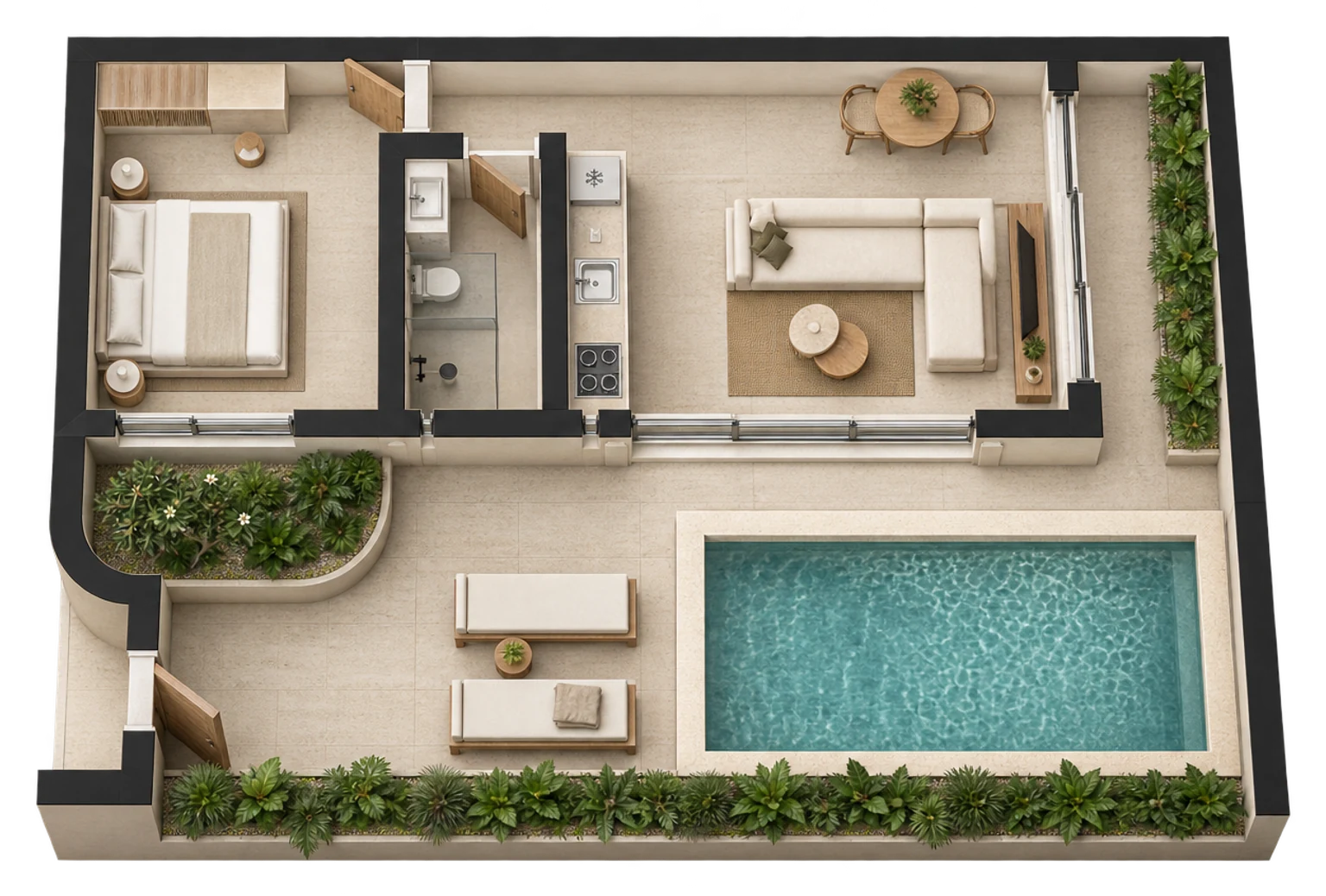 Rifles Villa — Single floor — AI visualization