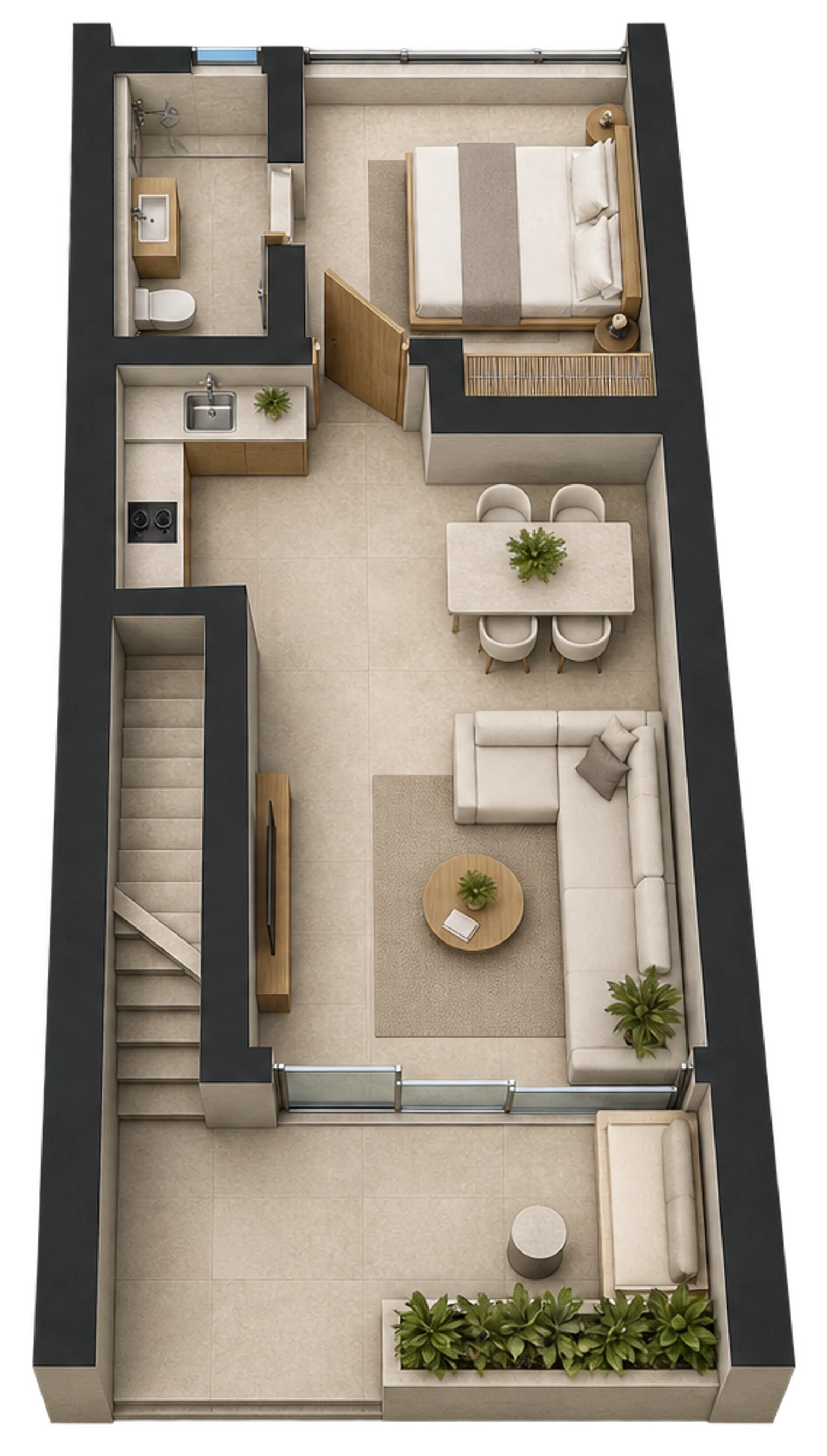 Scar Reef Studio — Single floor — AI visualization
