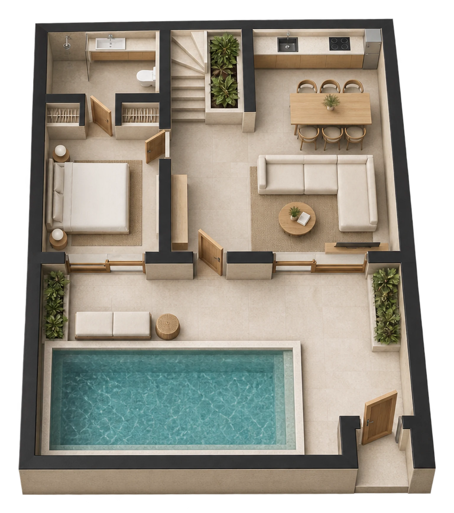 Suluban Villa — Ground floor — AI visualization